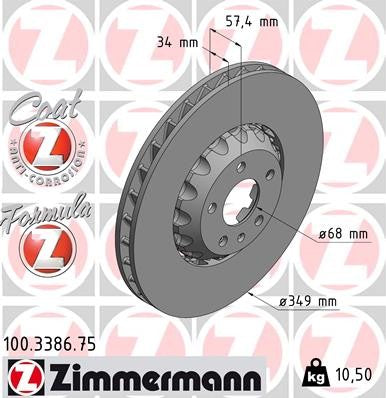 Zimmermann Disc Brake Rotor 100.3386.75