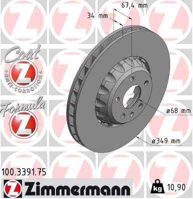 Zimmermann Disc Brake Rotor 100.3391.75