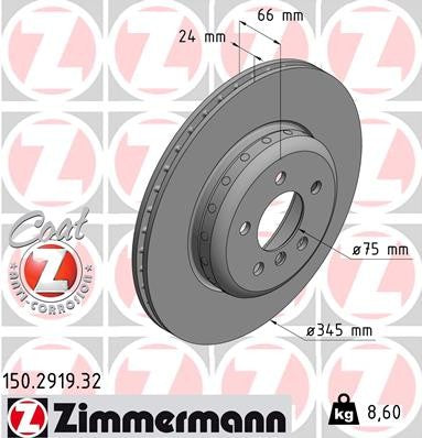Zimmermann Disc Brake Rotor 150.2919.32