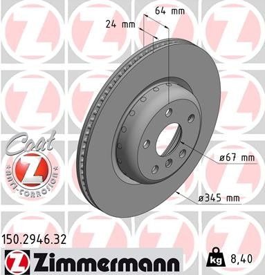 Zimmermann Disc Brake Rotor 150.2946.32