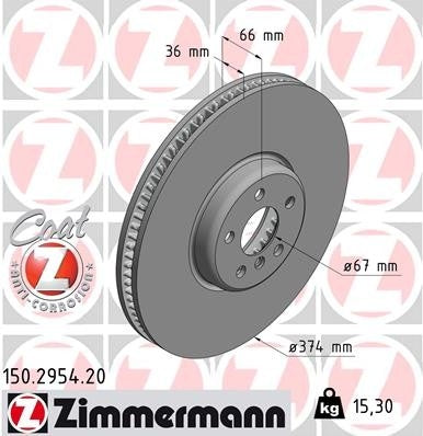Zimmermann Disc Brake Rotor 150.2954.20