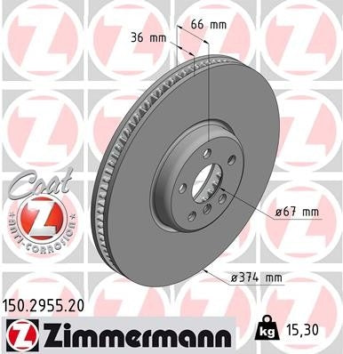 Zimmermann Disc Brake Rotor 150.2955.20