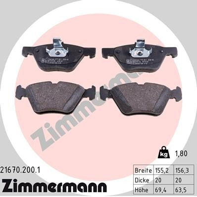Zimmermann Disc Brake Pad Set 21670.200.1