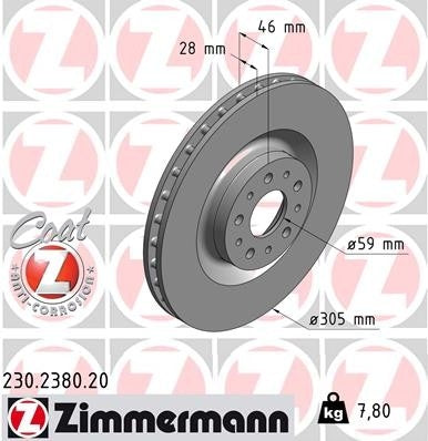 Zimmermann Disc Brake Rotor 230.2380.20