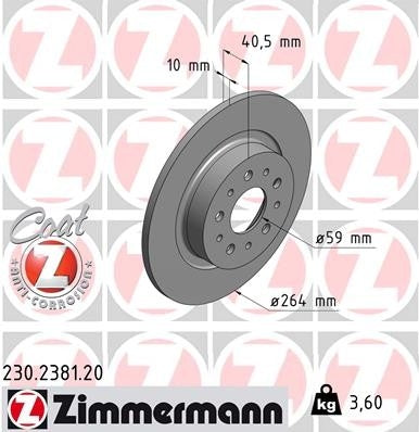 Zimmermann Disc Brake Rotor 230.2381.20