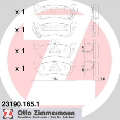 Zimmermann Disc Brake Pad Set 23190.165.1