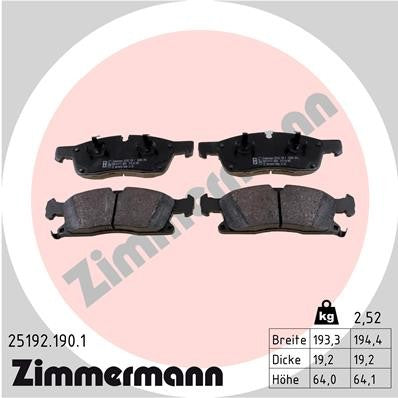 Zimmermann Disc Brake Pad Set 25192.190.1