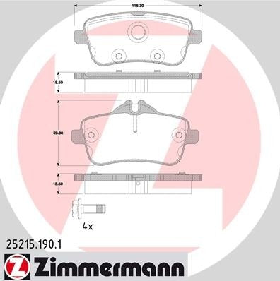Zimmermann Disc Brake Pad Set 25215.190.1