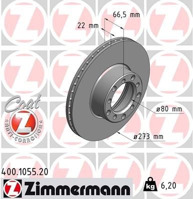 Zimmermann Disc Brake Rotor 400.1055.20
