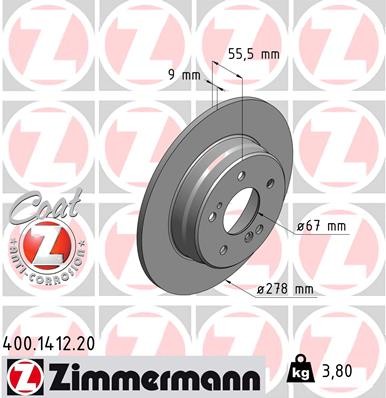 Zimmermann Disc Brake Rotor 400.1412.20