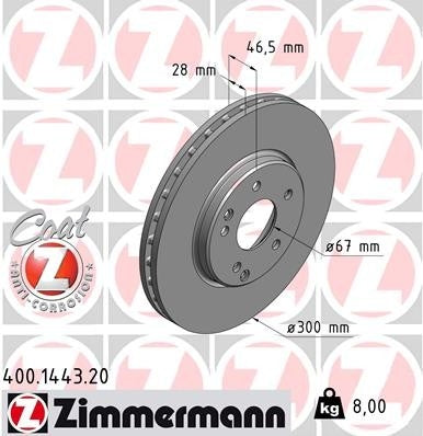 Zimmermann Disc Brake Rotor 400.1443.20