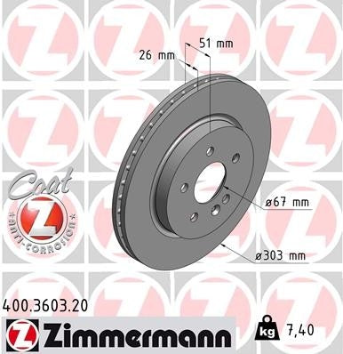 Zimmermann Disc Brake Rotor 400.3603.20