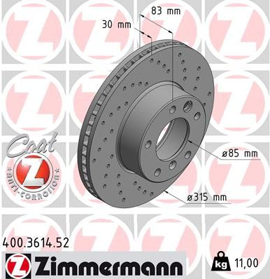 Zimmermann Brake Disc 400.3614.52