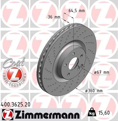 Zimmermann Disc Brake Rotor 400.3625.20