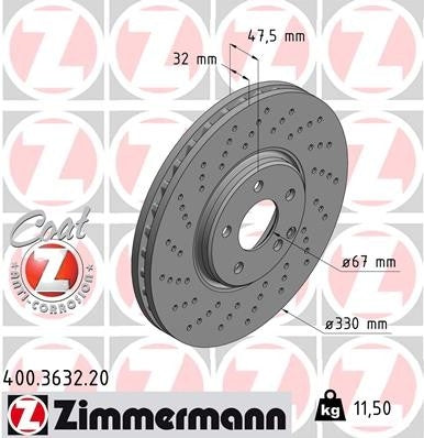 Zimmermann Disc Brake Rotor 400.3632.20
