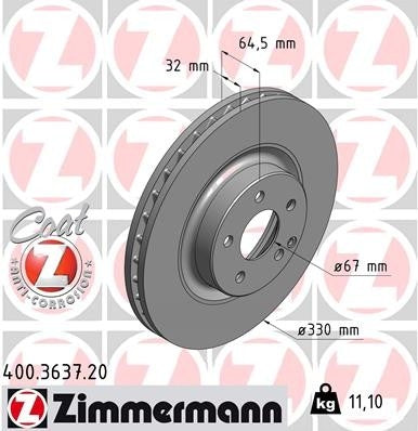 Zimmermann Disc Brake Rotor 400.3637.20