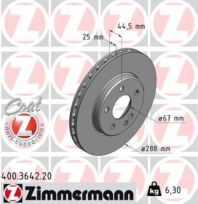 Zimmermann Disc Brake Rotor 400.3642.20