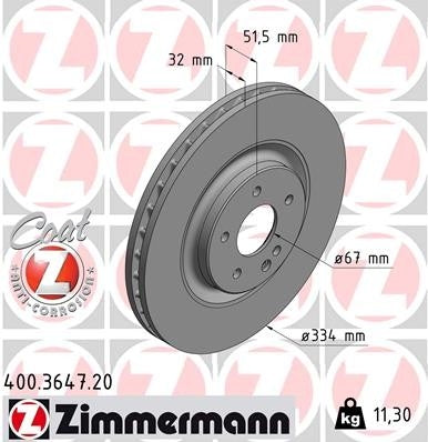 Zimmermann Disc Brake Rotor 400.3647.20