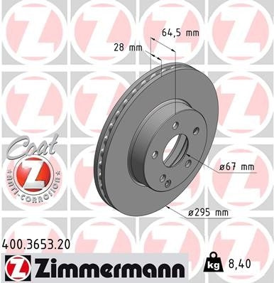 Zimmermann Disc Brake Rotor 400.3653.20