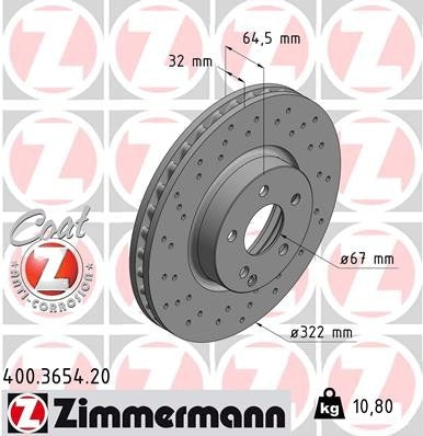 Zimmermann Disc Brake Rotor 400.3654.20