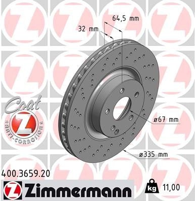 Zimmermann Disc Brake Rotor 400.3659.20