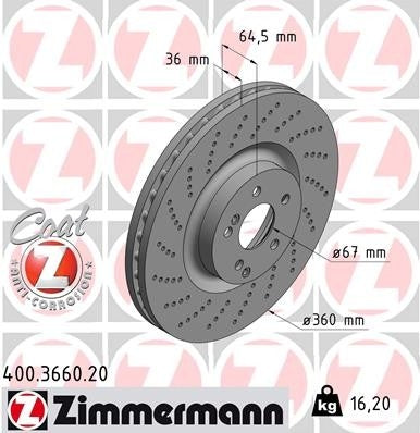 Zimmermann Disc Brake Rotor 400.3660.20