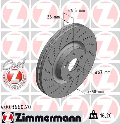 Zimmermann Disc Brake Rotor 400.3660.20