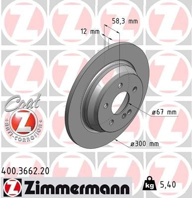 Zimmermann Disc Brake Rotor 400.3662.20