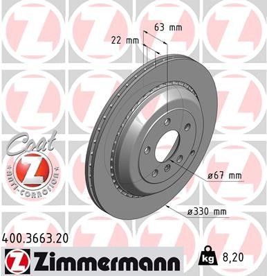 Zimmermann Disc Brake Rotor 400.3663.20