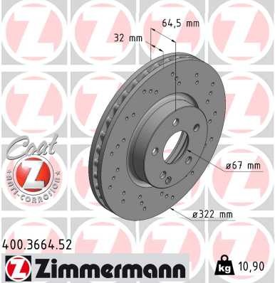 Zimmermann Disc Brake Rotor 400.3664.52