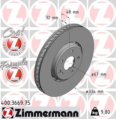 Zimmermann Disc Brake Rotor 400.3669.75