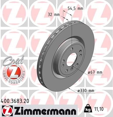 Zimmermann Disc Brake Rotor 400.3683.20