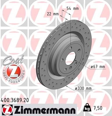Zimmermann Disc Brake Rotor 400.3689.20