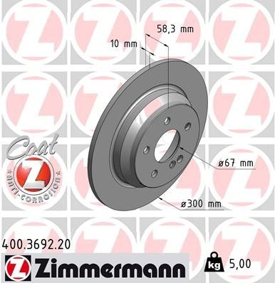 Zimmermann Disc Brake Rotor 400.3692.20