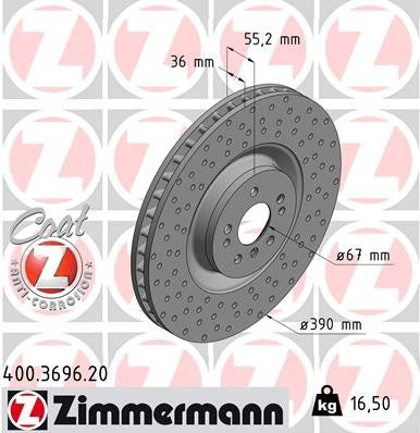 Zimmermann Disc Brake Rotor 400.3696.20
