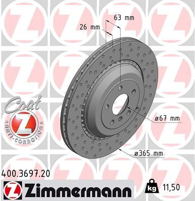Zimmermann Disc Brake Rotor 400.3697.20