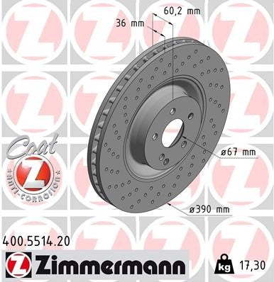 Zimmermann Disc Brake Rotor 400.5514.20