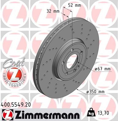 Zimmermann Disc Brake Rotor 400.5549.20