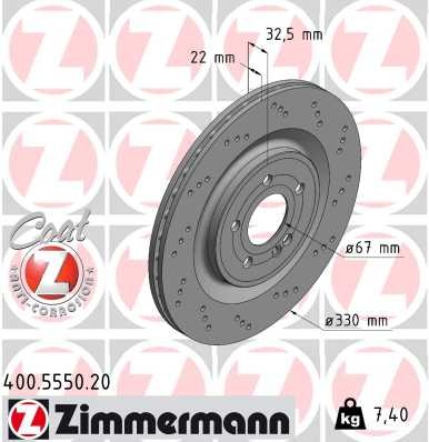 Zimmermann Disc Brake Rotor 400.5550.20
