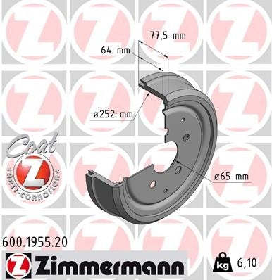 Zimmermann Brake Drum 600.1955.20