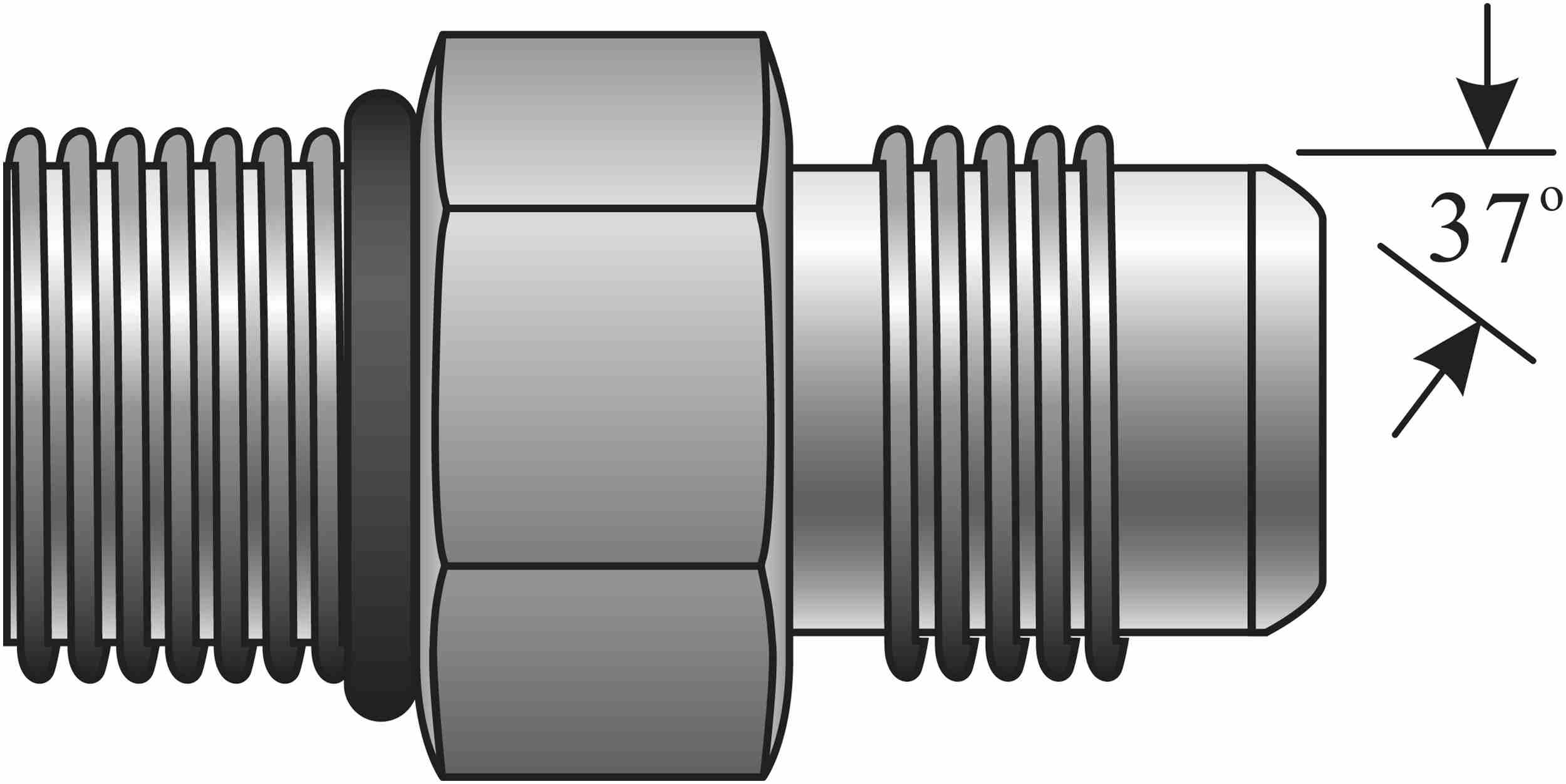 Gates Hydraulic Adapter Male O-Ring Boss to Male JIC 37 Degree Flare G60301-0204