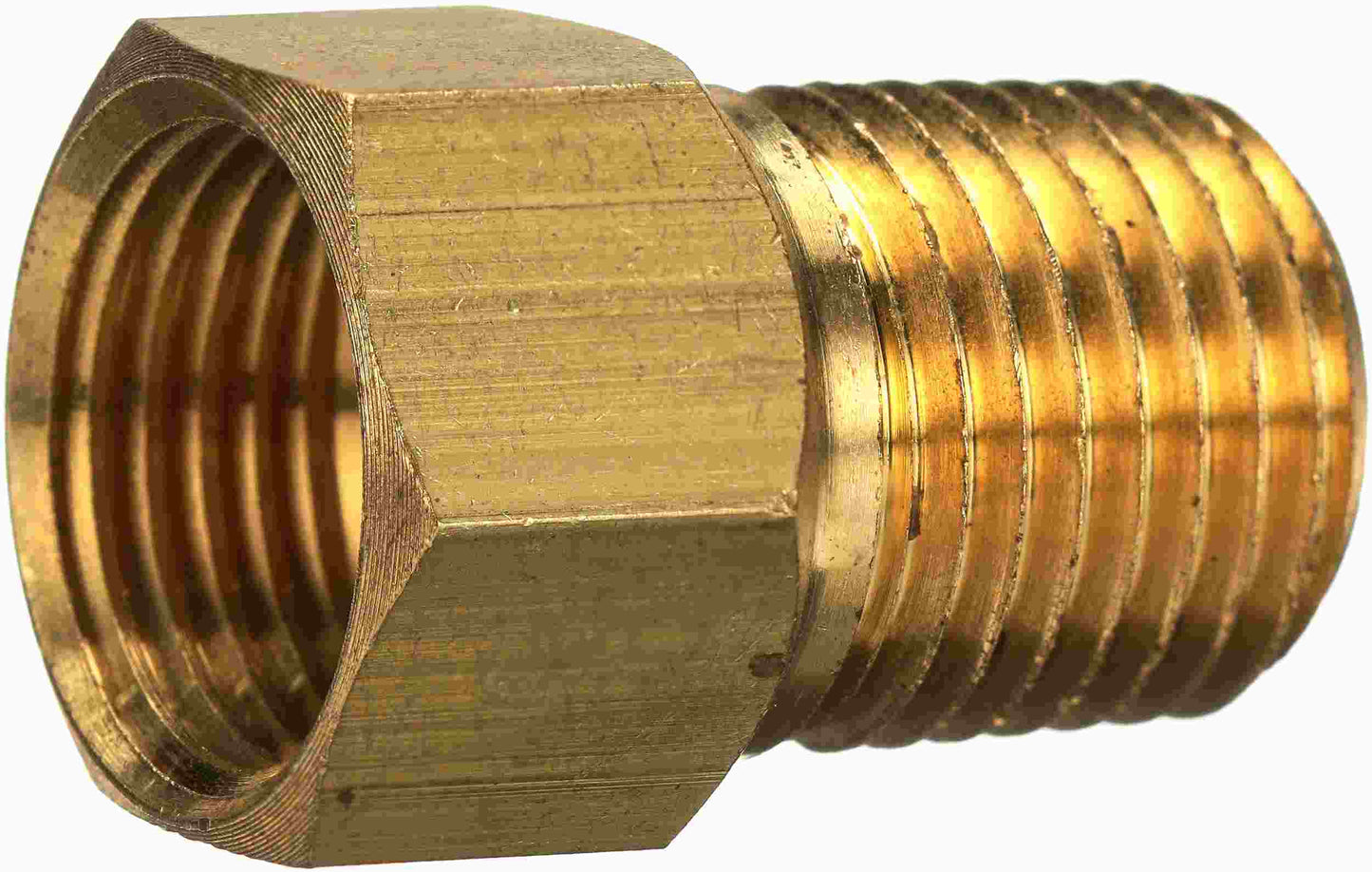 Gates Brass Threaded Sleeve to Male Pipe - 5/16-24 Thread 1 / 1/8-27 Thread 2 / 1/8 Outside Diameter G60594-0202
