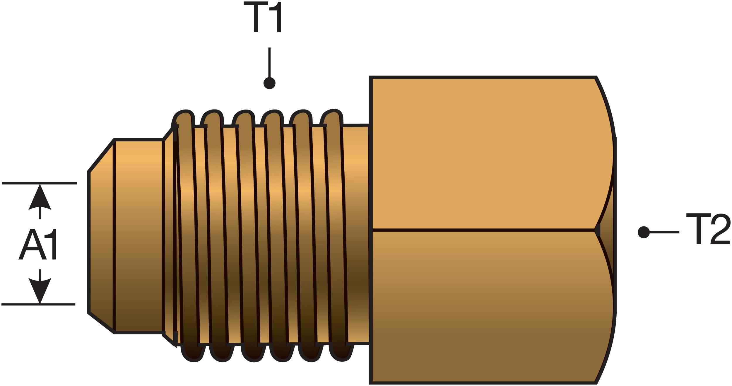 Gates Male SAE 45 Deg Flare to Female Pipe T1 Thread 5/8-18in T2 Thread 1/4-18in A1 3/8in OD G60660-0604