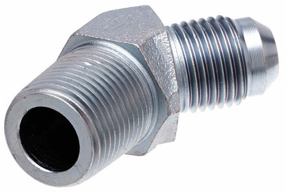 Gates Hydraulic Adapter Male British Standard Pipe Tapered Thread to Male JIC 37 Deg Flare 45 Deg G62153-0204