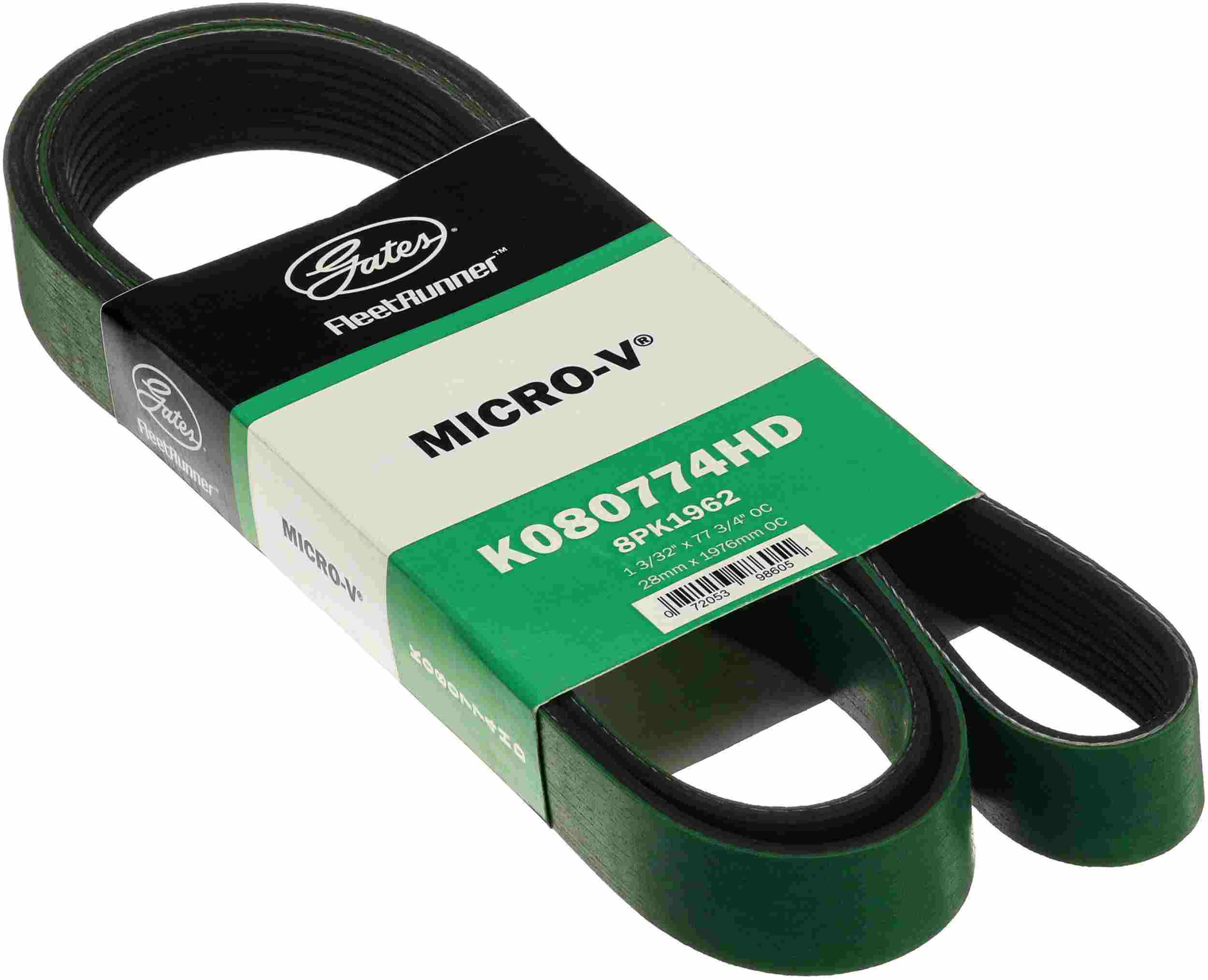 Gates Fleet Runner Micro-V Belts - 8 Ribs - 77.25in Length K080774HD