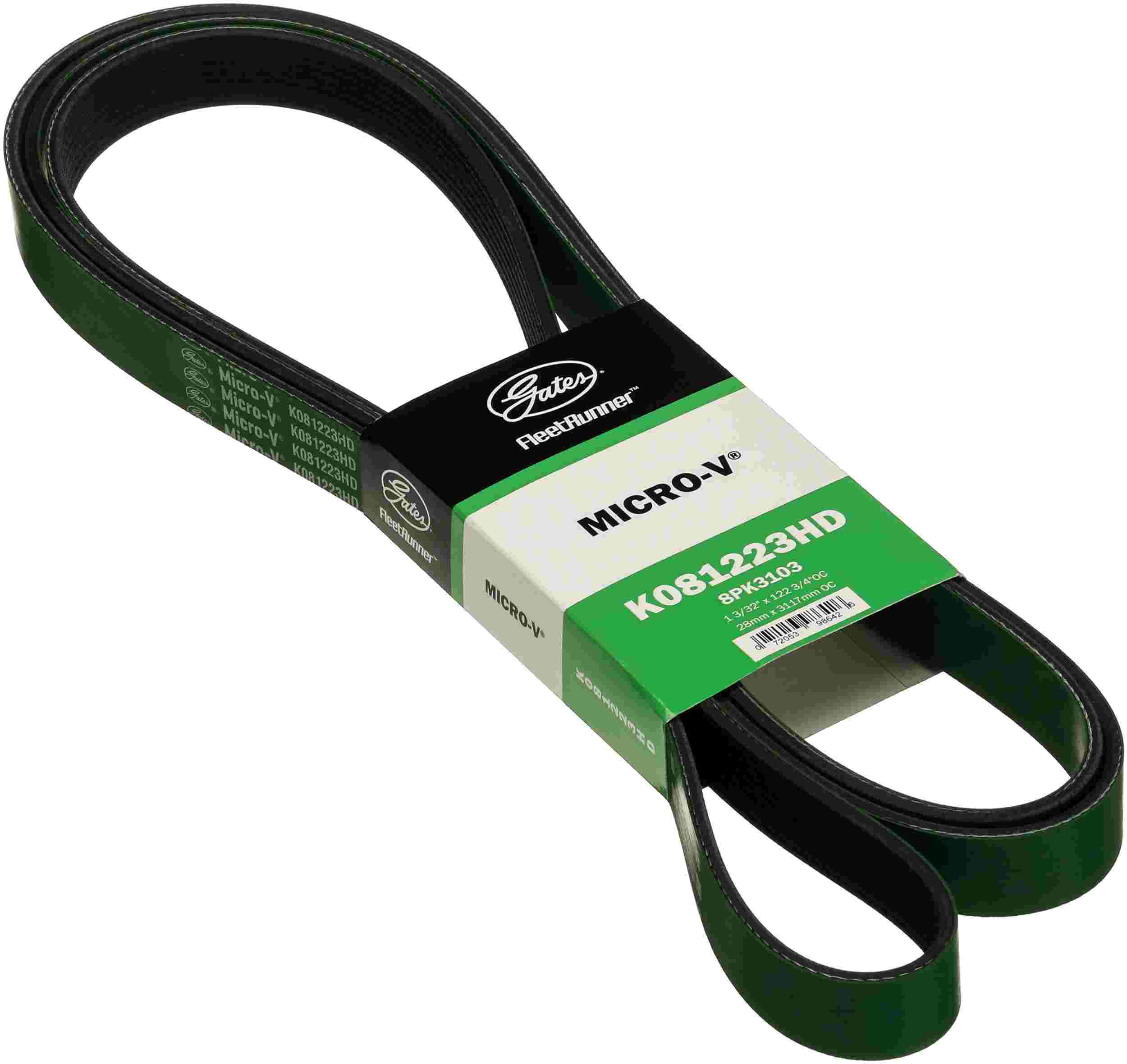 Gates 00-03 Ford Excursion/99-03 F450 SD/99-04 F550 SD/00-04 F650/F750 SD Fleetrunner Micro V Belt K081223HD