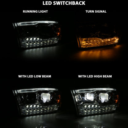ANZO 16-18 Chevrolet Silverado 1500 LED Projector Headlights w/Plank Style Switchback Chrome w/Amber 111421 111421 Photo - Mounted