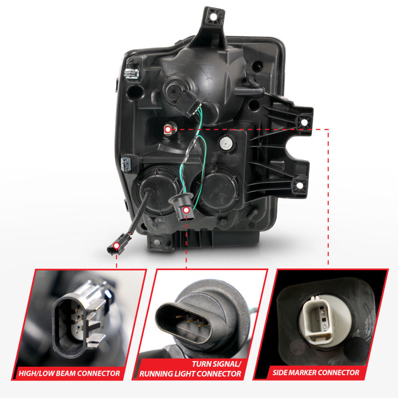 ANZO 08-10 Ford F-250 - F-550 Super Duty Projector Headlights w/ Light Bar Switchback Black Housing 111586 111586 User 4