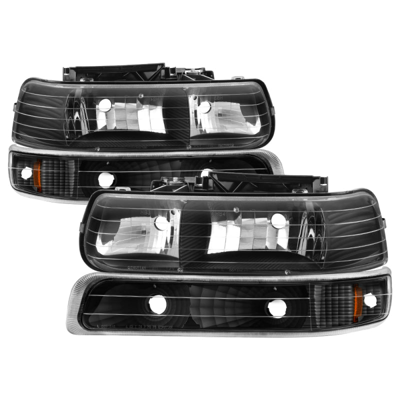 SPYDER Xtune Chevy TahOE 00-06 Amber Crystal Headlights w/ Bumper Lights Black HD-JH-CSIL99-SET-AM-BK 5064219 5064219 Photo - Primary