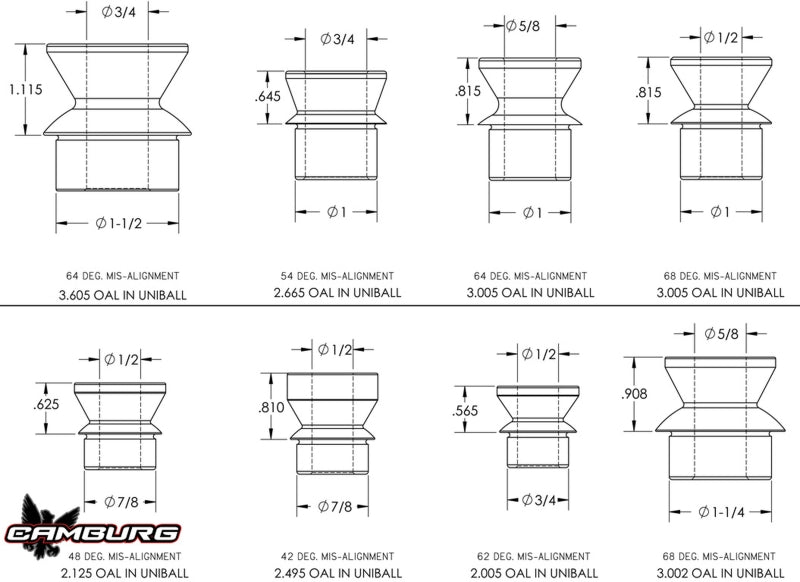 Camburg 7/8in. RHT Heim Kit (FK JMX heim 1/2in. ID spacers 1.50in. thread bung jam nut) CAM-040044-500 CAM-040044-500 User 1